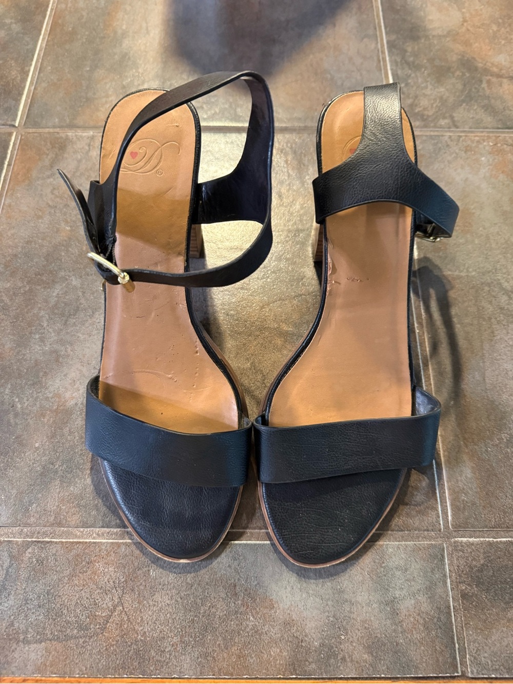Women's Black Leather Ankle-Strap Sandals